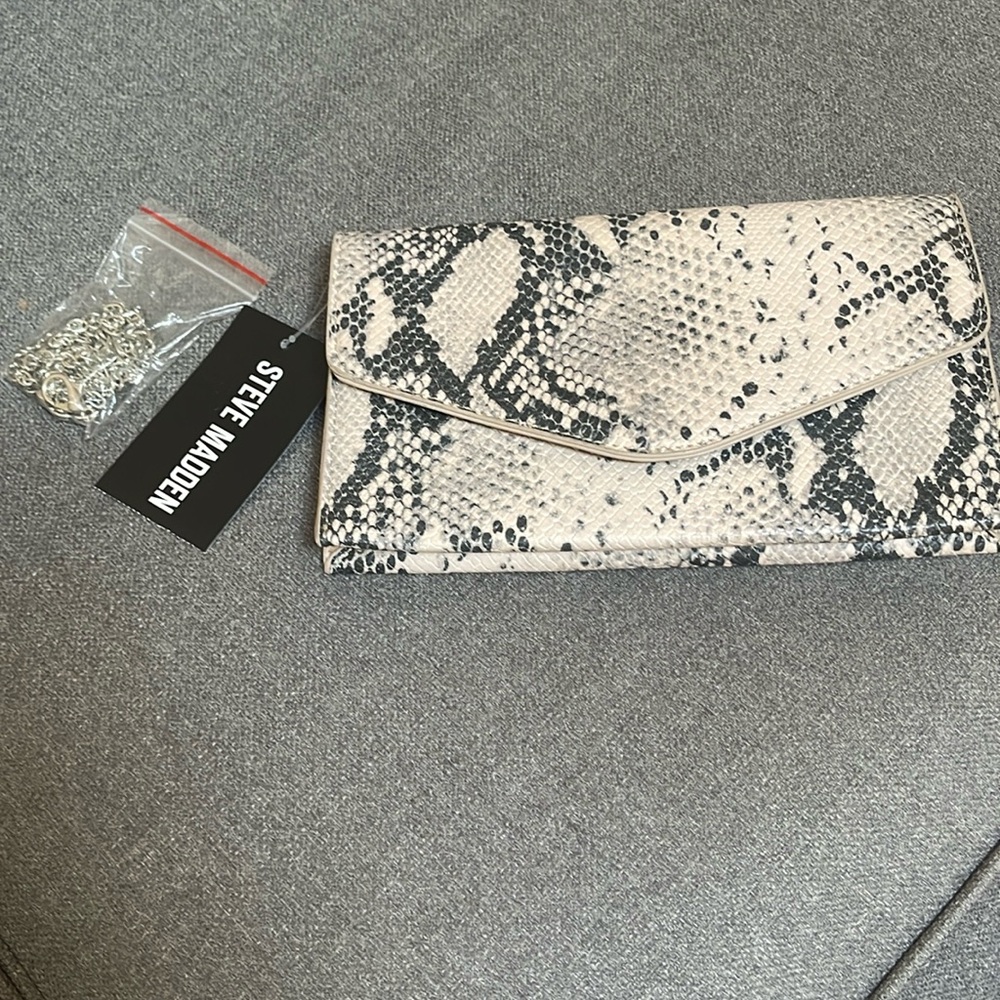Steve Madden snake print clutch with detachable chain